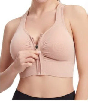 Zip Up Support Sports Bra (Pink)